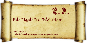 Mátyás Márton névjegykártya